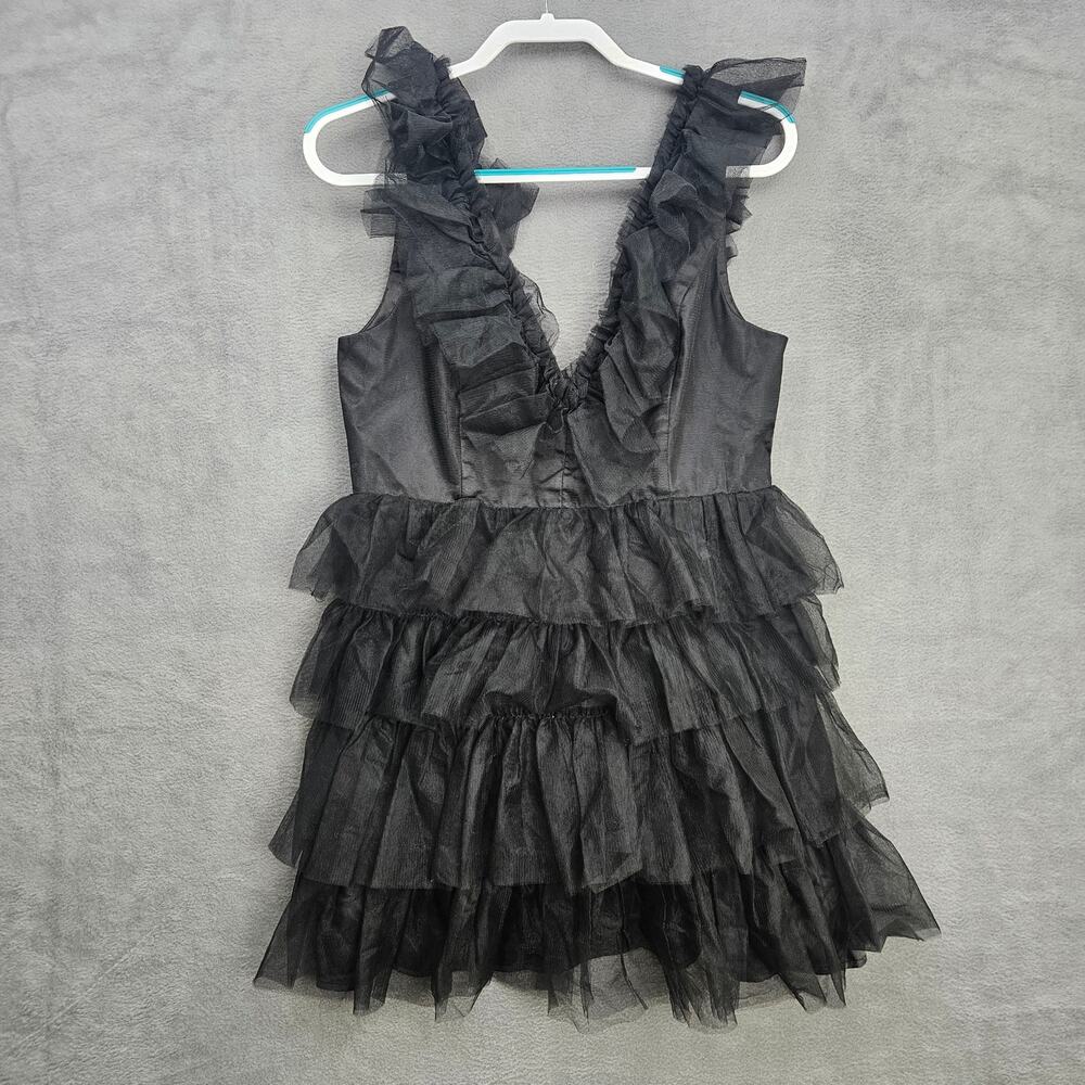 Lulus Striking Sensation Black Tulle Tiered Ruffled Mini Dress